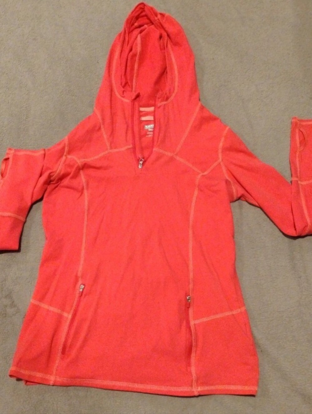 Kirkland Signature Coral 1/4 Zip Hooded Activewear Pullover - Medium